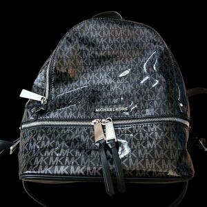 Michael Kors Black and Silver Monogram Backpack■ Firm■